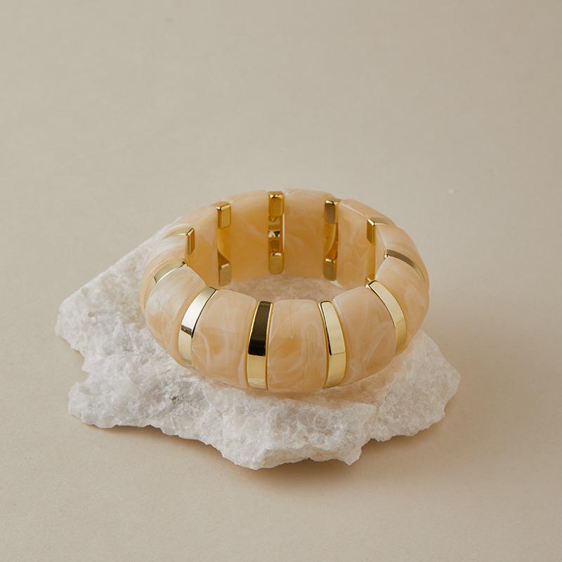 Vintage Punk Acrylic Elastic Rope Thick Wide Bracelet  Charm Bangles Temperament Jewelry For Women