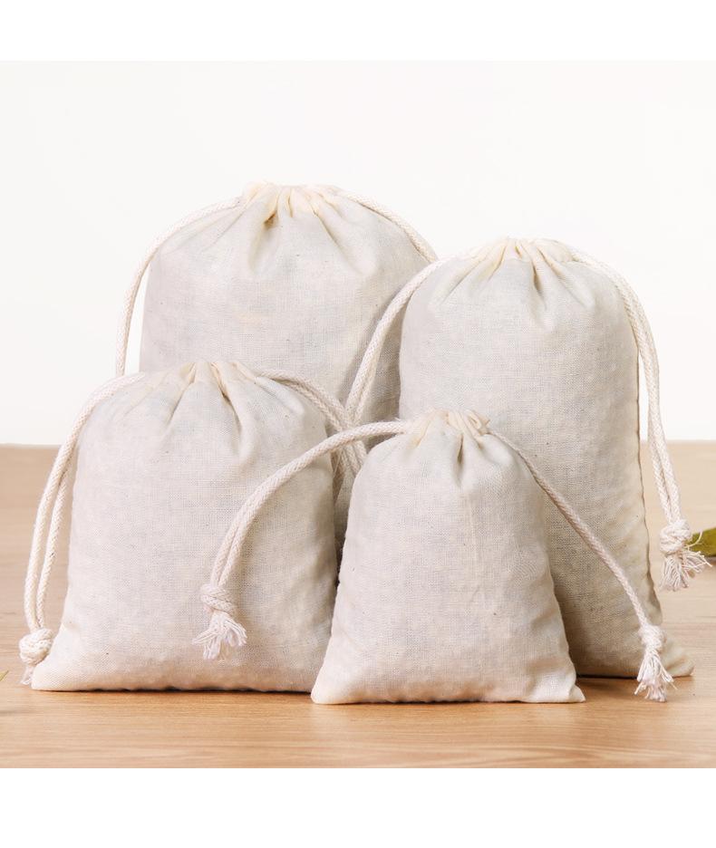 5pz Sacchetti portaoggetti in cotone con coulisse Regalo di Natale Matrimonio DIY Sacchetto semplice Riutilizzabile Organizzazione casa Sacchetto antipolvere 8x10 10x12 10x15 20X25