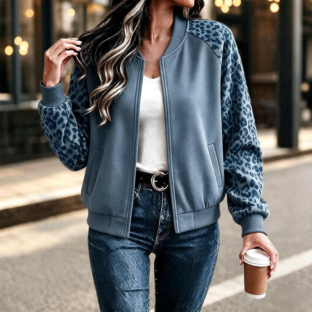 Women's Leopard Print Long Sleeve V Neck Tunic T-Shirt Casual Loose Fit Top for Everyday Wear