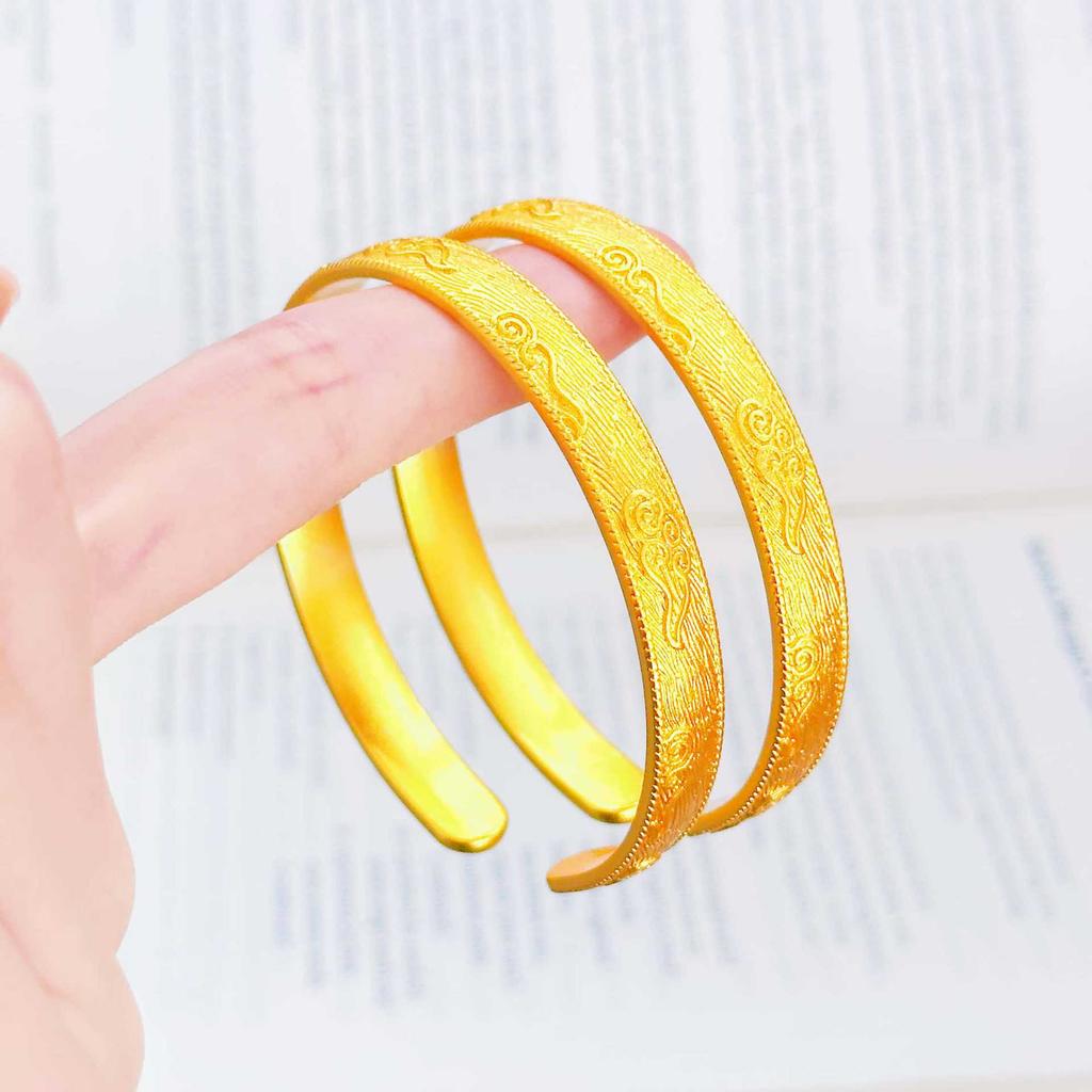 Brushed Xiangyun Open Bracelet Ancient Method Solid Ethnic Style High-end Bracelet Jewelry