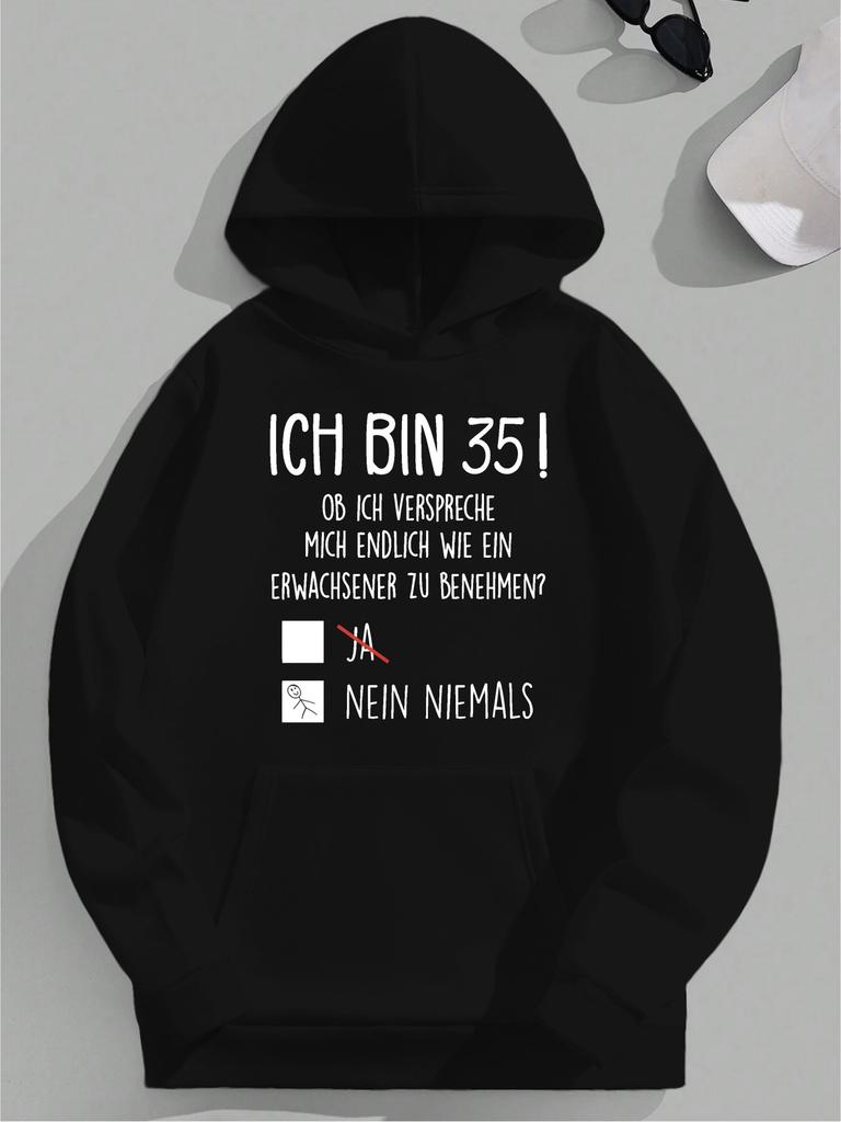 Plus Size Casual hoodie - "Ich BIN 35!" Graphic