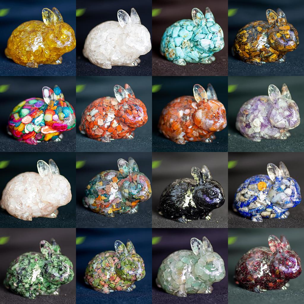 Natural Crystal Resin Bunny Figurine For Home Decor And Gift Giving