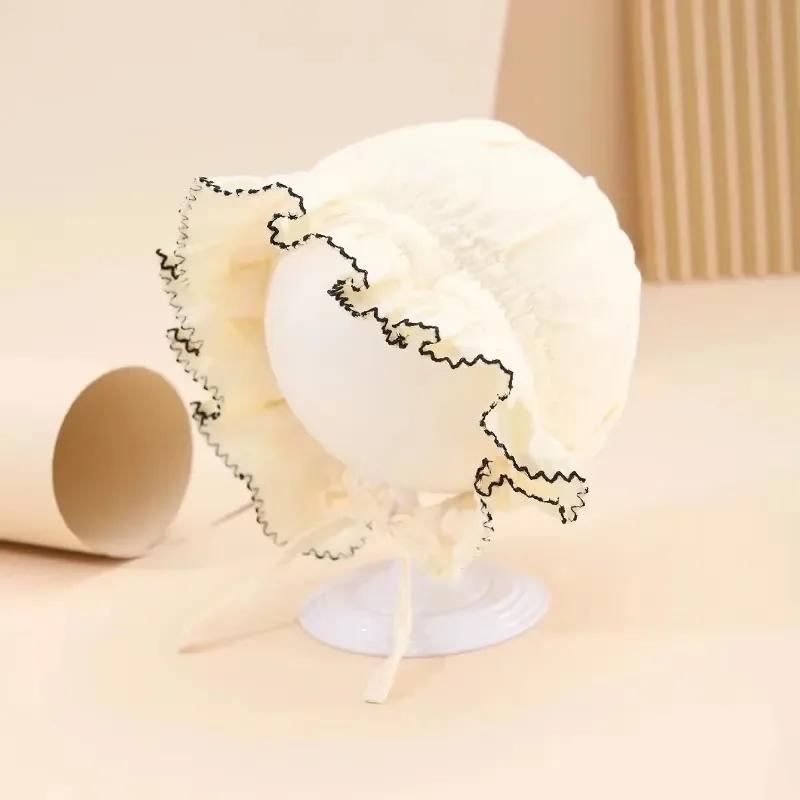 

2025 New Spring Summer Outdoor Baby Girls Hat Lace Bowknot fisherman hat Baby Sun Hat Kids Sun Caps Toddler Sunscreen Cap 48cm (3-18 months) темно серый