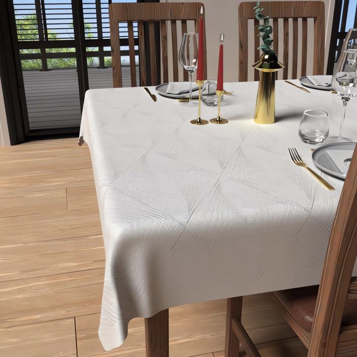 Nappe rectangle anti-tâches 150x250 cm LUXURY blanc, par Soleil d'Ocre