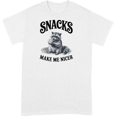 LIBBY'S BENCHMARK27 DESIGNS Snacks Make Me Nicer Shirt Raccoon Tshirt