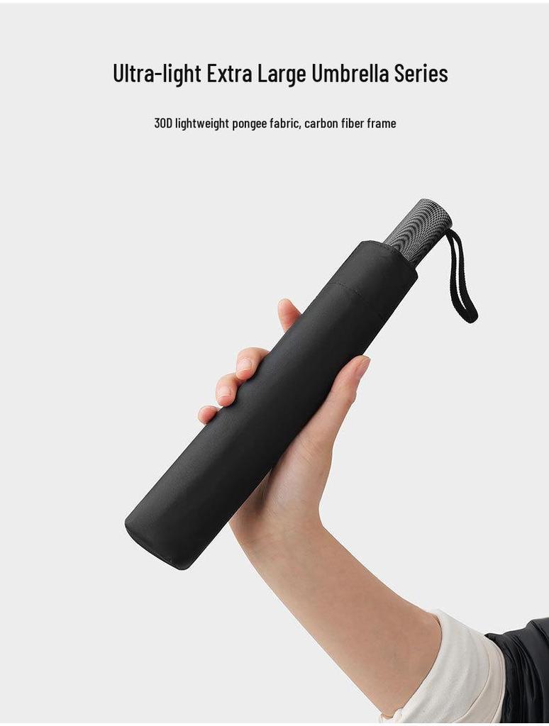 Ultra-Light Carbon Fiber Windproof Folding Umbrella, Extra Large, 8 Ribs, Black, for Men and Women
