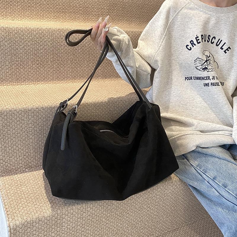 Retro Matte Suede Tote Bag Women's Bag Autumn and Winter New Large-capacity Commuter Bag Underarm Bag Shoulder Bag