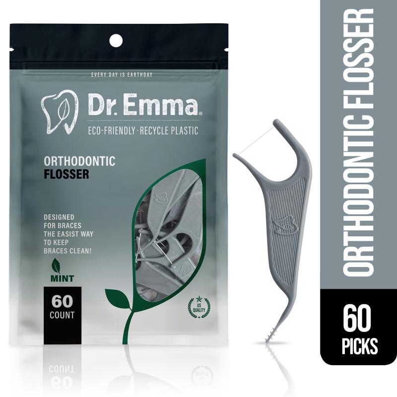 60 Stück Kieferorthopädische Zahnseide für Zahnspangen Ortho Zahnseide-Picks Zahnstocher Zahnseide Interdental-Zahnreiniger für Erwachsene & Kinder
