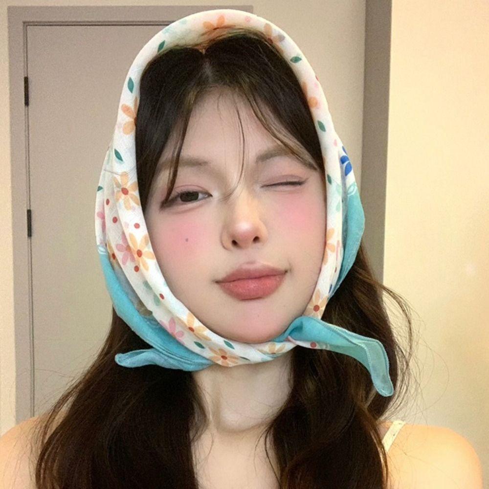 

Headband Printing Hair Scarf Soft Wrap Hair Ribbon Scarf Sweet Triangle Scarf Outdoor style2