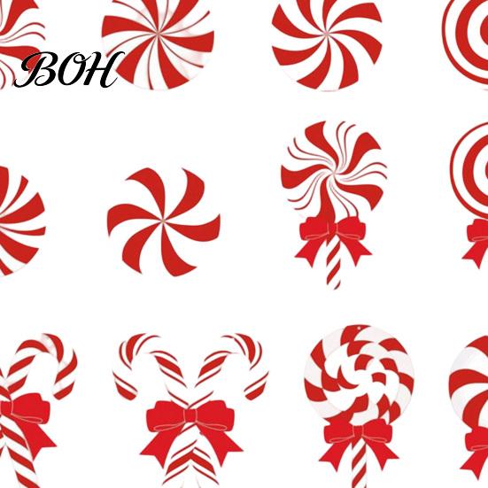 Indoor Holiday Party Wall Decorations 12/24/36 Pcs Candy Christmas Tree Decorations, Lollipop Picks for Tree, Red Country Style Fireplace Hanging