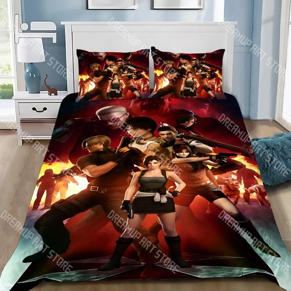 Fashion R-Resident Evil Game Umbrella Bedding Set Single Twin Full Queen King Size Bed Set Kids Bedroom Duvetcover Set