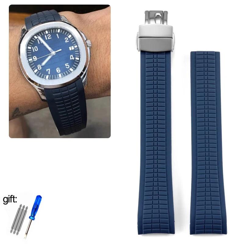 Cinturino per Orologio in Gomma Morbida da 21mm Aquanaut Adatto per Patek Philippe Silicone 5164A 5167A 5168A Cinturino Pieghevole