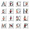 Flower Letter Pillow Case Plant Tree Around Alphabet Cushion Cover For Home Sofa Car Decorative Pillowcases 45X45Cm