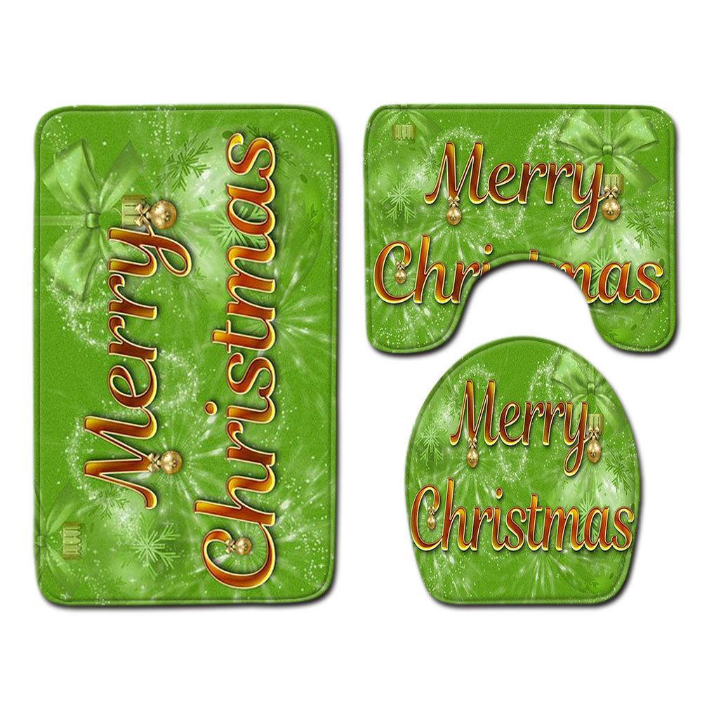 Christmas Bathroom Floor Mat Toilet Three-Piece Set