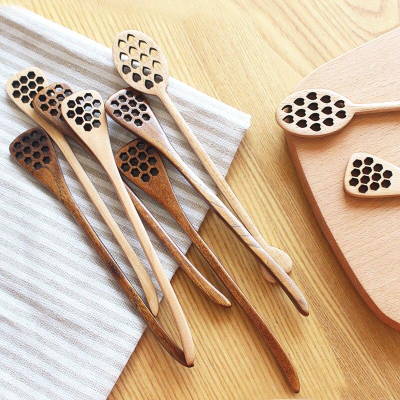 Wooden Honey Spoon Honeycomb Mixing Spoon Long Handle Wooden Spoon Solid Wood Tableware
