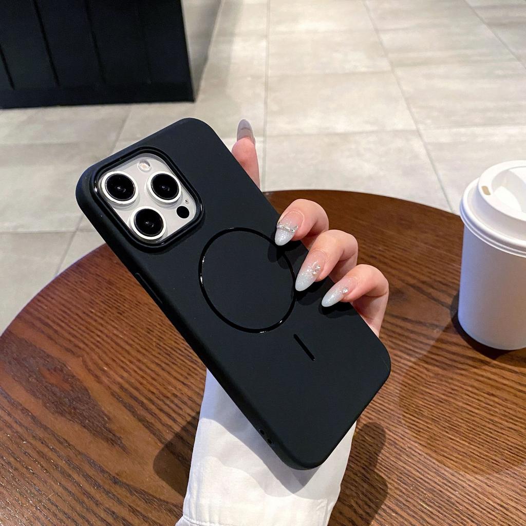 Frosted skin case 16E is suitable for Apple 16promax mobile phone case 15pro fine ring magnetic suction tpu protective case.