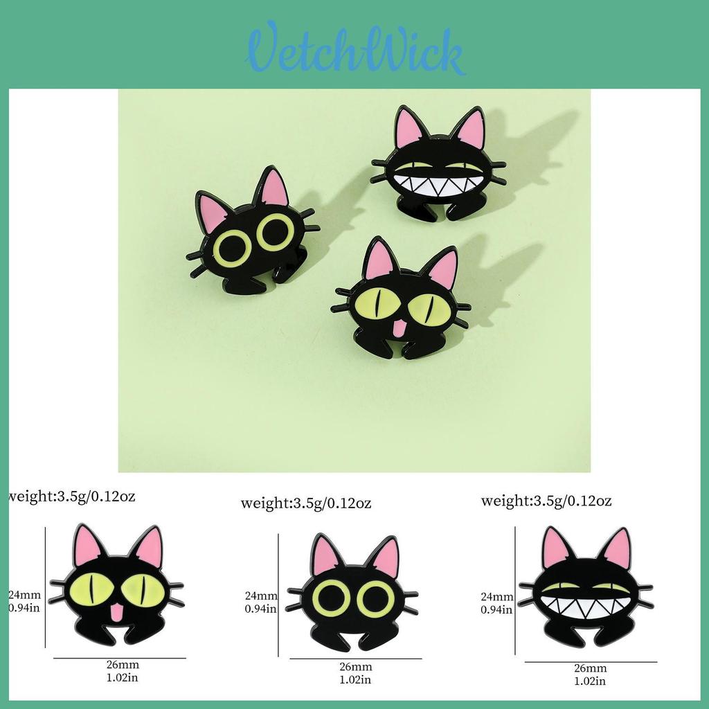 Cartoon Cat Brooch Pin Funny Black Cat Metal Badge Alloy Oil Drop Bag Accessory