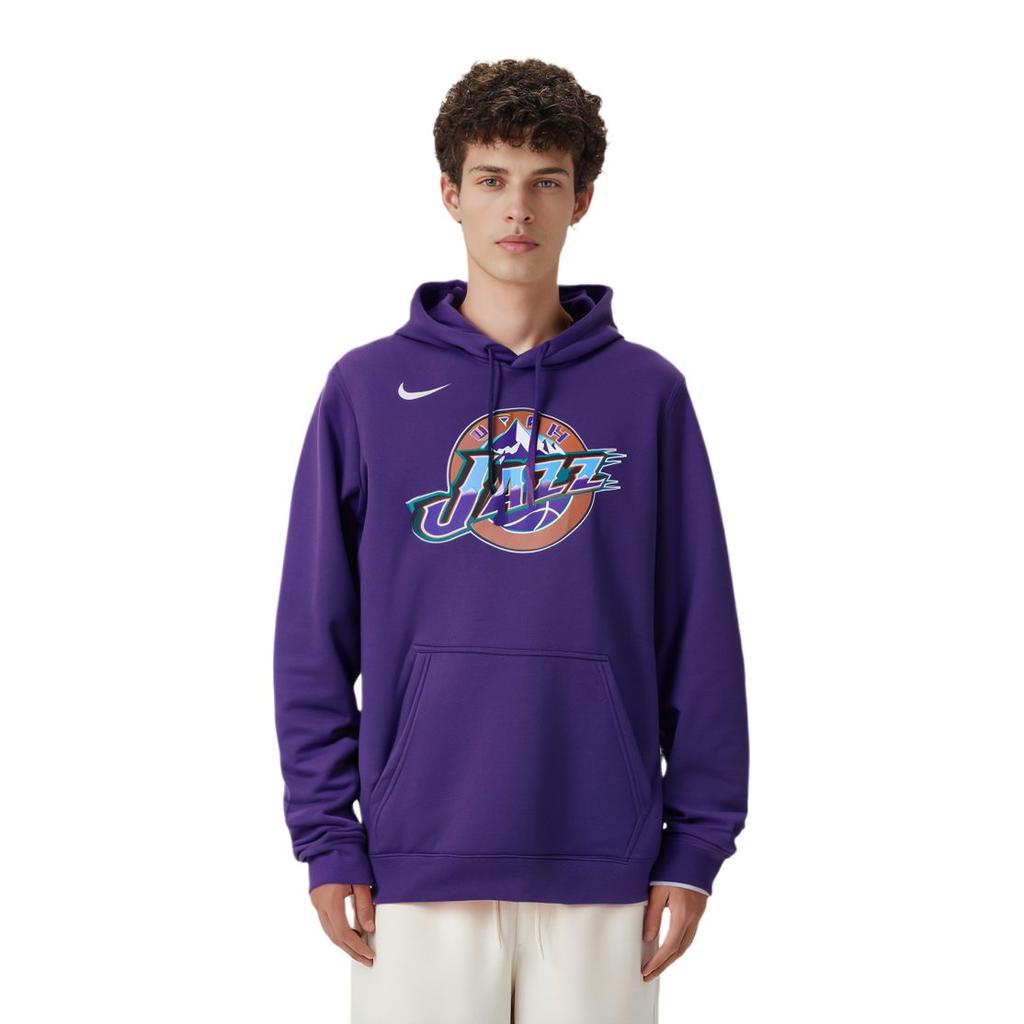 Nike NBA Classic Logo Utah Jazz, Hooded Comfortable Casual Versatile Thermal Fleece Lined Long Sleeved Sweatshirt Men's CI4540-504