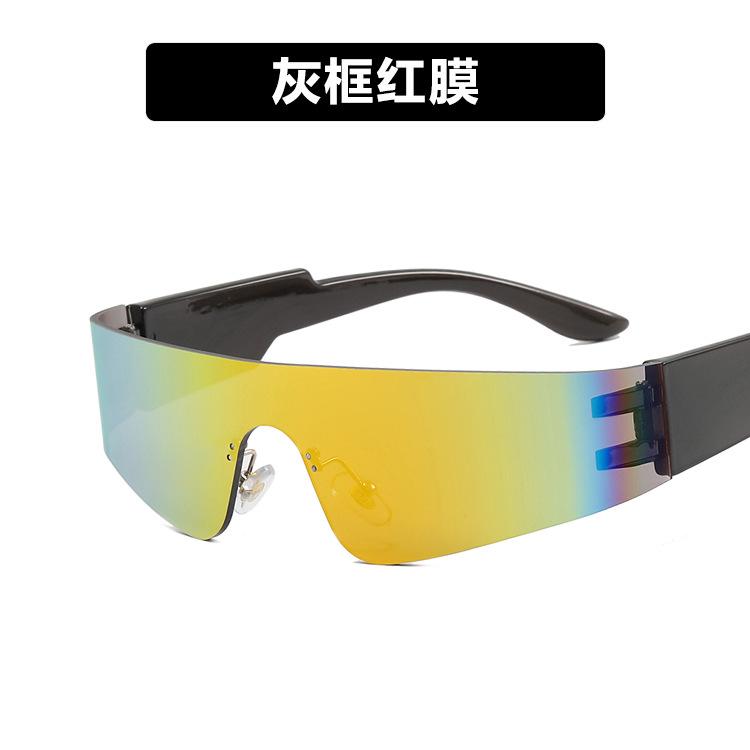 

Солнцезащитные очки без оправы, футуристические женские панк-спортивные солнцезащитные очки, цельные модные солнцезащитные очки Tide As shown