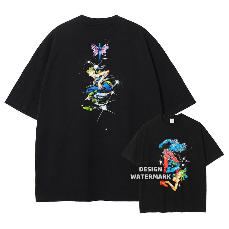 

Anime JOJO Steel Ball Tshirts Oversized Vintage Washed Run Zeppeli Tshirt Manga Stone Ocean T Shirt Tops Tees Unisex 100Cotton S