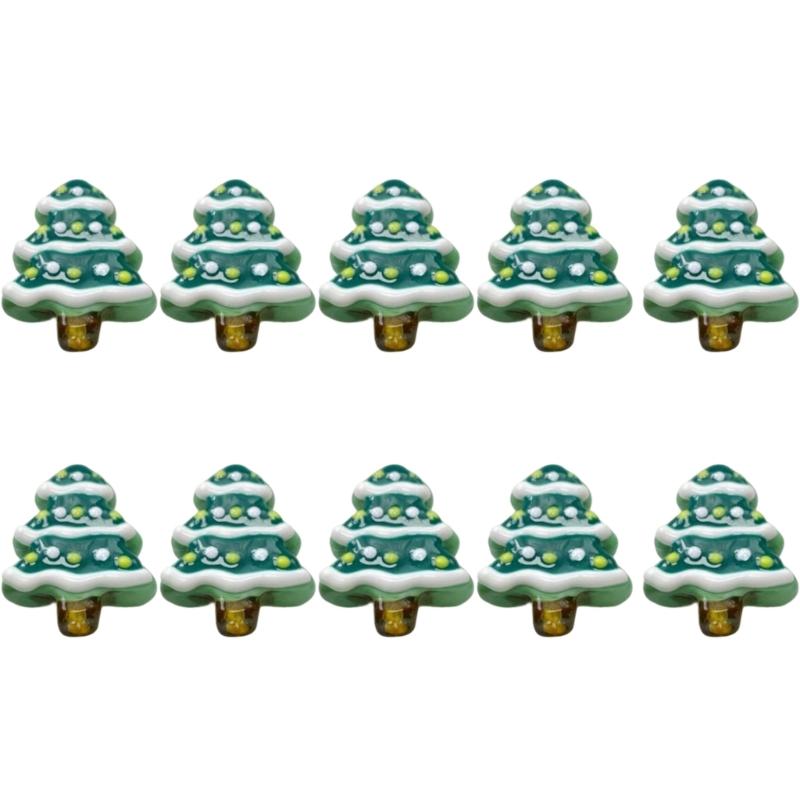 10Pcs Christmas Tree Glass Beads For Christmas Ornament Handmade Bracelets