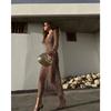LYRIA Sexy Sequined Long Pleated Dress Women Deep V-neck Full Sleeve See Through Dresses Summer Lady Party Evening Dresses