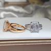 5 Carat Emerald Cut Moissanite Inlaid Ring, Luxury European & American Style Women's Diamond Ring