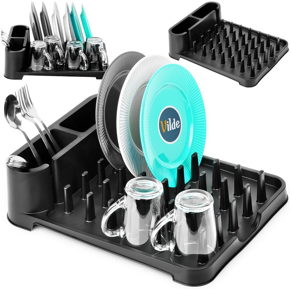 Drainer for Dishes, Cutlery, Plates, Cups, Standing Kitchen Black