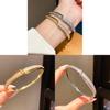 Vintage Gold Zircon Round Bangle Bracelet With Geometric Design For Fashion Women
