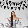26FT Black Silver 30th Birthday Party Decorations Fabric Pennant Banner Garland Streamers for Women Mens Dirty Thirty 30 and Fabulous Birthday Cheers