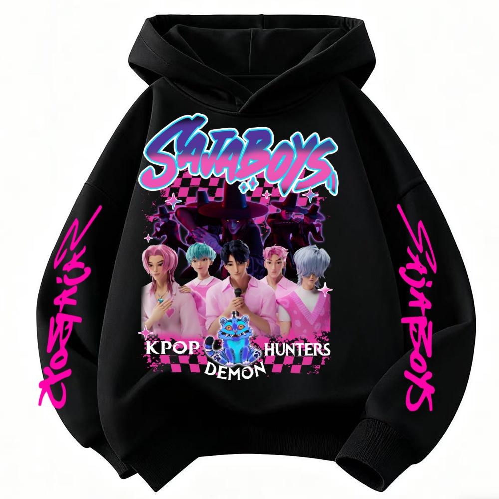 KPop Demon Hunter Rumi Derpy Cartoon Girls Boy Hooded Sweatshirt Warm Children's Korean Wave Fashion Casual Tops Casual Clothing