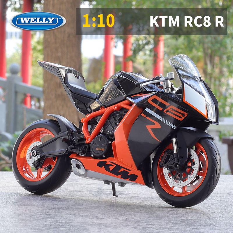 Welly 1/10 KTM 1190 RC8 R Alloy Racing Motorcycle Model Metal Street Cross-country Sports Motorcycle Model Simulation Kids Gifts