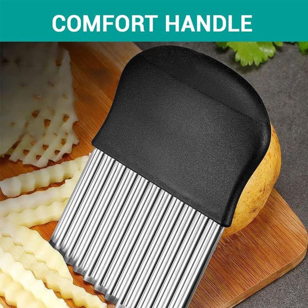 1× Stainless Steel Large Crinkle Cutter Wavy Chopper For French Fry Slicer