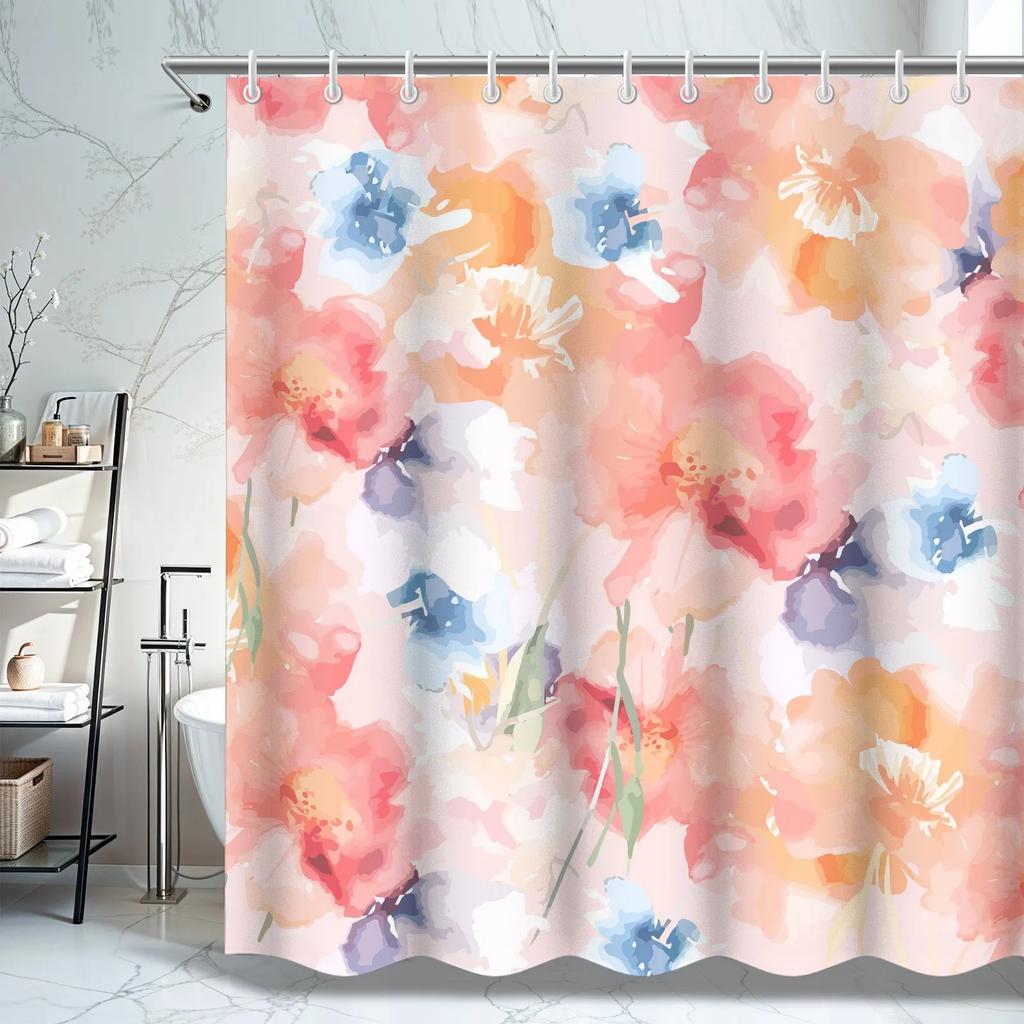 Colorful Abstract Floral Shower Curtain - Modern Bathroom Decor, Ideal for Friends Who Love Abstract Style, Home Accessories