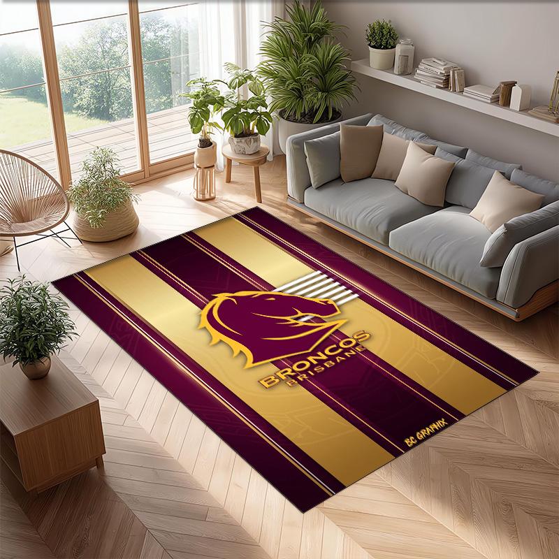 Brisbane Broncos Crystal Velvet Carpet Soft Anti?Slip Floor Mat Comfortable Home Living Room Bedroom Decor Rug