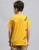 MONTE CARLO Boys Mustard Printed Round Neck Half Sleeve Regular Fit T-Shirt