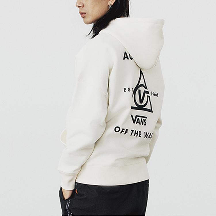 Vans Loose Fit Open Front Sports Casual Hooded Jacket With Back Print Men Jackets White VN0A4USJ3KS