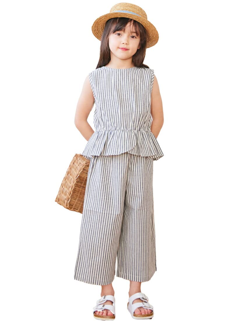 

Волнистый комплект для расклешенных брюк верх и низ весна лето для выхода дети ever closet [ever closet] Дети, Ребенок, Девочки, Без рукавов, Длина 7/8,