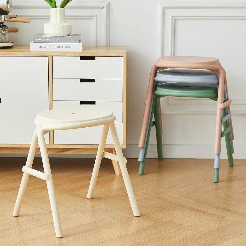 Nordic Plastic Stools Thickened Dining Stackable Stool Hallway Ottoman Footrest Folding Stool Bathroom Stool Shower