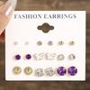 9/12Pairs Assorted Stud Earring Set With Pearl Rhinestone Design For Daily Wear Party Gifts For Women Girls
