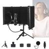 ZMZZZX Reflection Filter, Microphone, Soundproofing, Soundproof Room, Foldable, Five-Fold Shield, Lightweight (Black)
