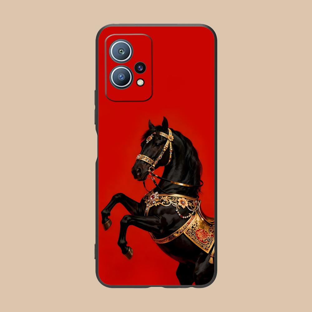Golden Horse Year Mobile Phone Case for Huawei P60 P50 P40 P30 P20 P10 P9 P8 Pro Lite Plus Colorful Printing Cover Pretty Luxury