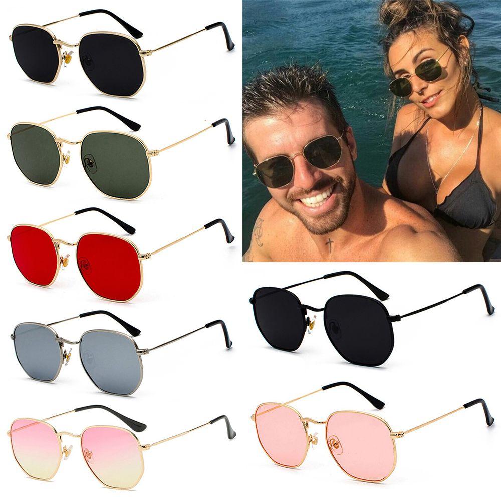 Summer Glasses Eyewear Driving Sun Glasses Sunglasses for Men and Women Polygon Mirrored Lens Small Square Sunglasses