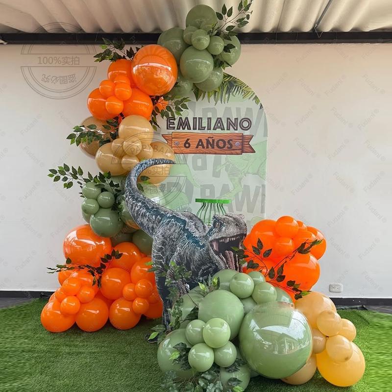 103pcs Animal Dinosaur Balloon Arch Set Orange Green Latex Ball Birthday Party Decor Supplies Forest Wedding Decor