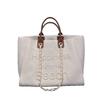 Pearl embroidered beach bag canvas chain bag large capacity handbag shoulder shopping bag women's tote bag