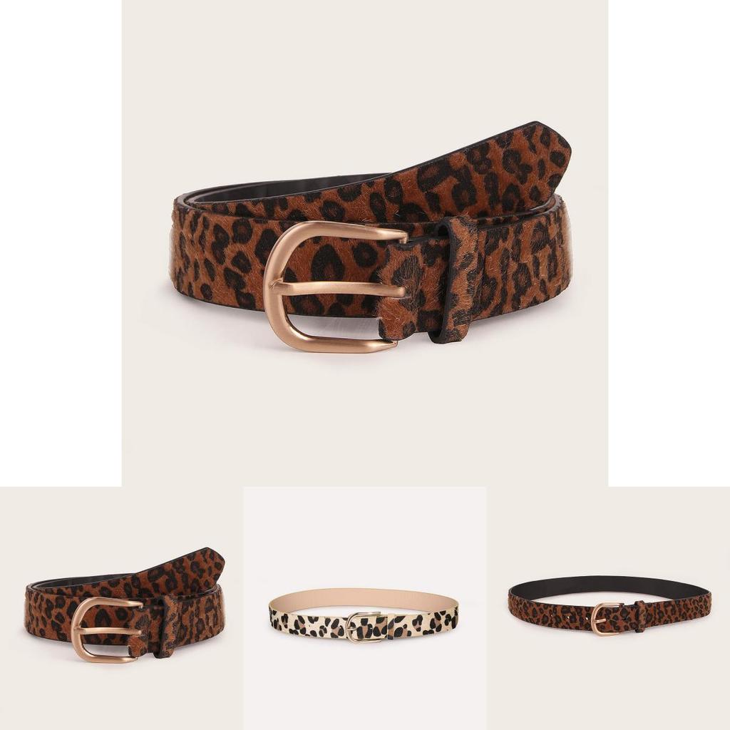 Womens Cheetah Animal Pattern Belt With Metal Pin Buckle For Casual Wear
