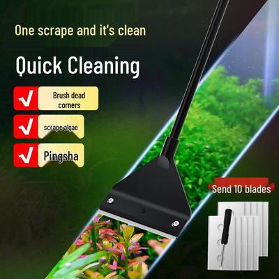 Aquatic Plant Tank Cleaning Set: Algae Scraper, Seaweed Remover, Moss Knife, No Dead Angle Brush Tool.