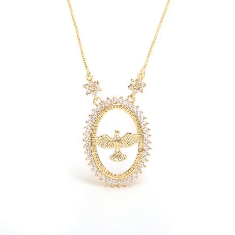 Holy Spirit Bird Women's Pendant Necklace Set with Zirconia Multi-color Decorative Necklace