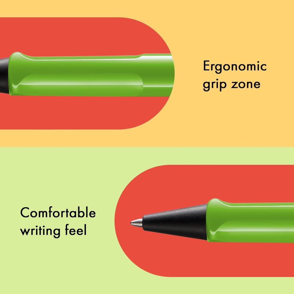 LAMY Safari Grön Kulspetspenna Ergonomisk Medel Linjebredd Bekväm för Långa Skrivtider Tillverkad av Slitstark ASA-plast Inkluderar LAMY M 16 Påfyllning