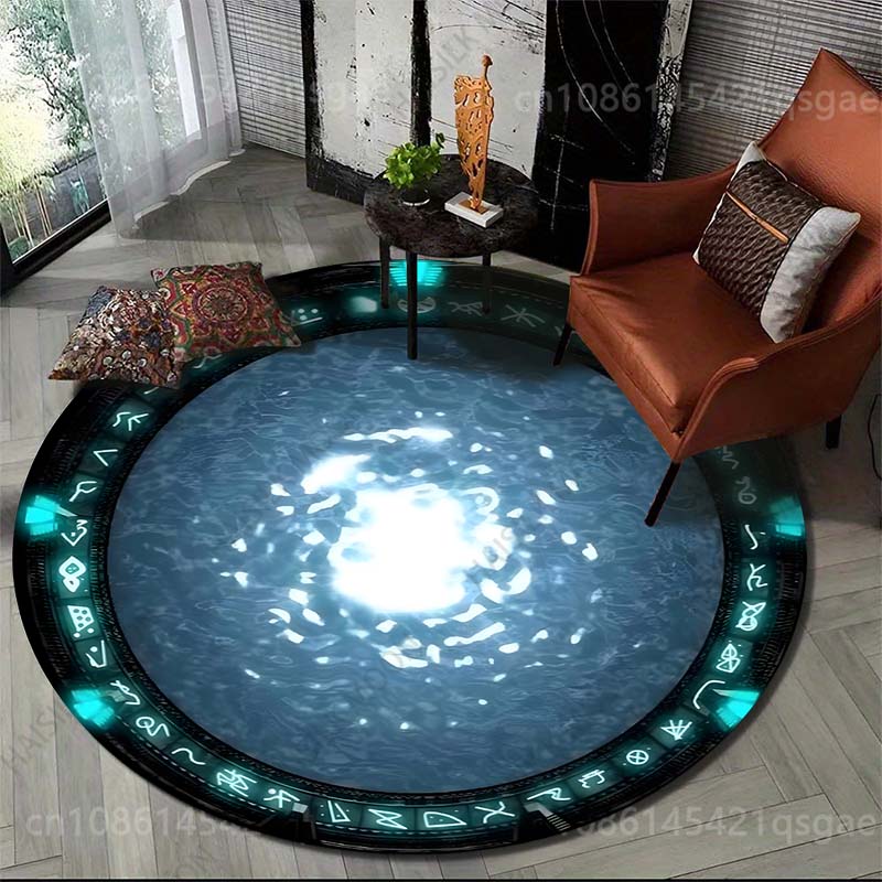 New Hot-Selling Arrivals Interstellar Stargate Print Round Carpet for Living Room Bedroom, Sofa Table, Home Area Rug, Great Gift